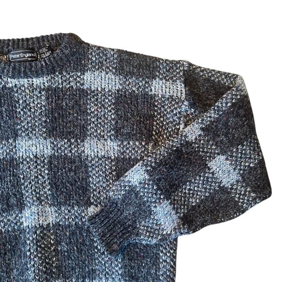 Vintage Peter England Grandpa Wool Blend Plaid Grunge Sweater L - Picture 2 of 6